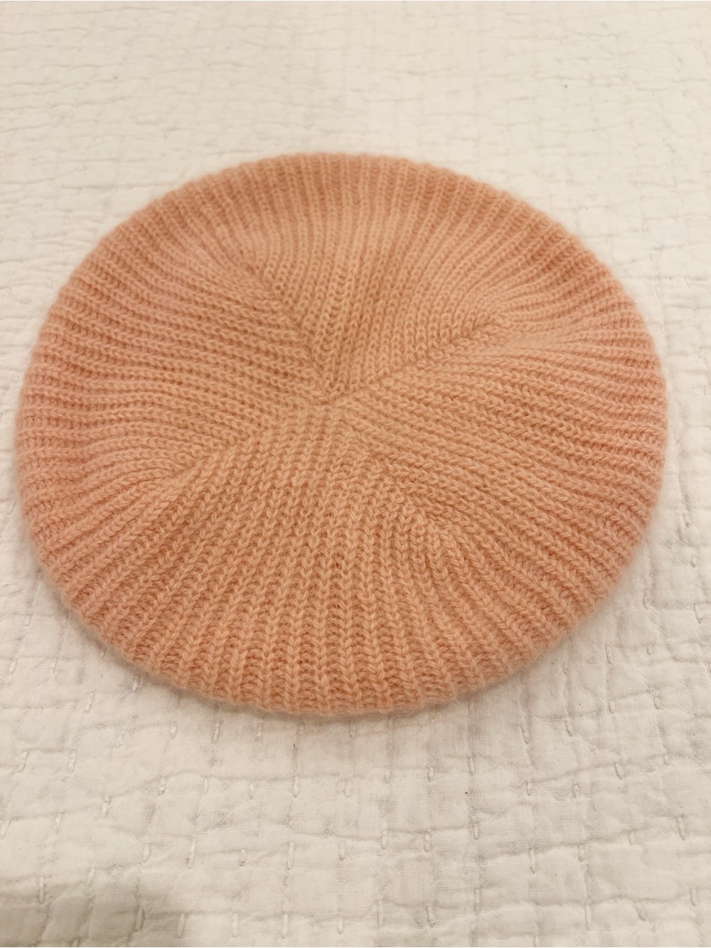 Aris Beret Hat Womens Pink Angora Wool Blend Knit Made in USA Feminine Chic